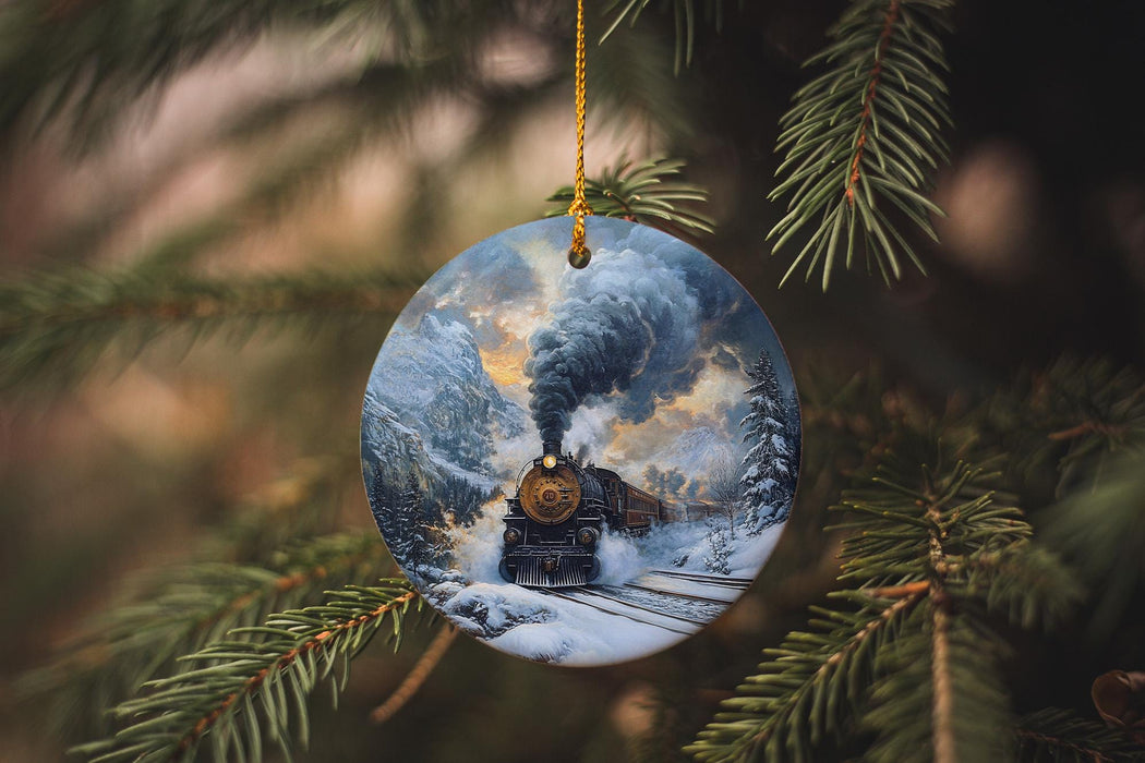 a christmas ornament hanging from a tree
