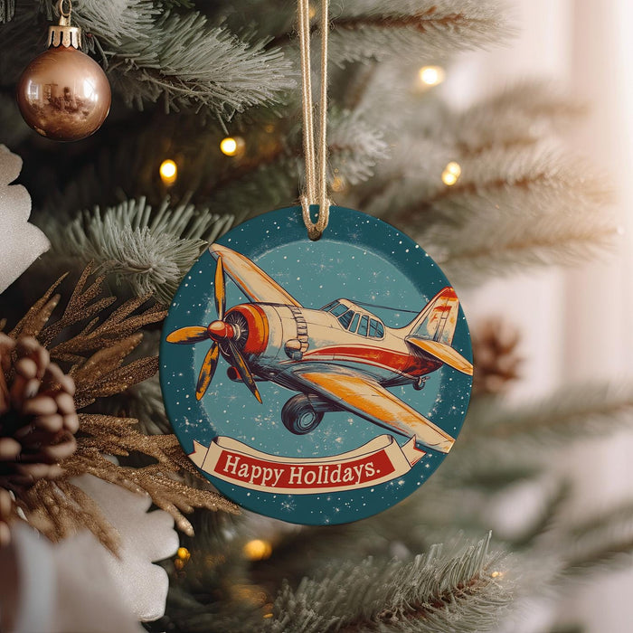 a christmas ornament hanging from a christmas tree
