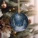 a christmas ornament hanging from a christmas tree