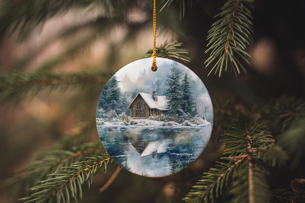 a christmas ornament hanging from a christmas tree