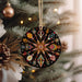 a christmas ornament hanging from a christmas tree