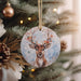 a christmas ornament hanging from a christmas tree