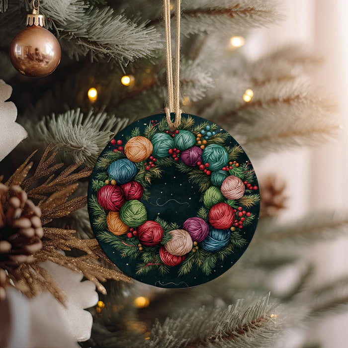 a christmas ornament hanging from a christmas tree