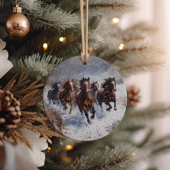 a christmas ornament hanging from a christmas tree