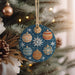 a christmas ornament hanging from a christmas tree