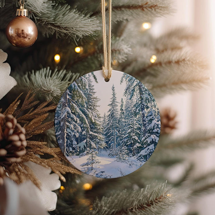 a christmas ornament hanging from a christmas tree