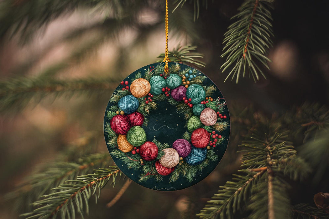 a christmas ornament hanging from a tree