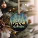 a christmas ornament hanging from a christmas tree