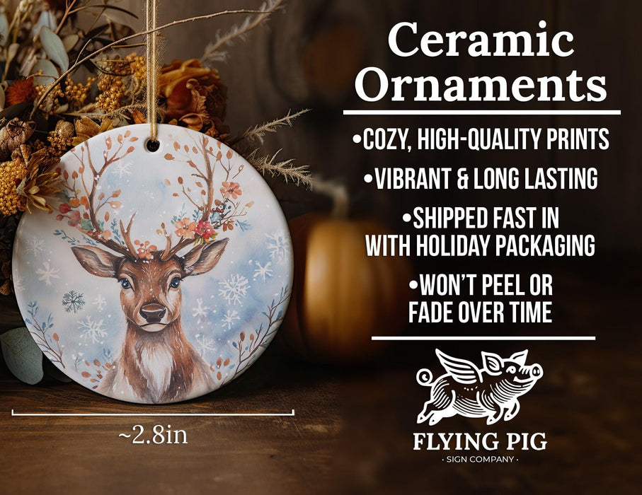 a ceramic ornament with a deer on it