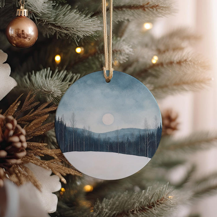 a christmas ornament hanging from a christmas tree