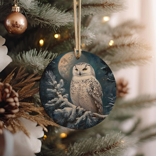 an ornament hanging from a christmas tree