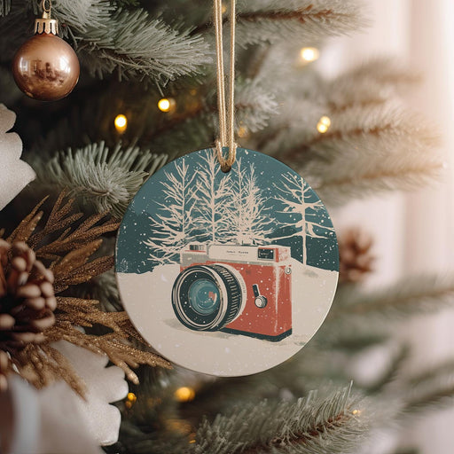 a christmas ornament hanging from a christmas tree
