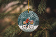 a christmas ornament hanging from a tree