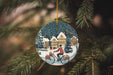 a christmas ornament hanging from a christmas tree