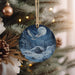 a christmas ornament hanging from a christmas tree