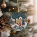 a christmas ornament hanging from a christmas tree