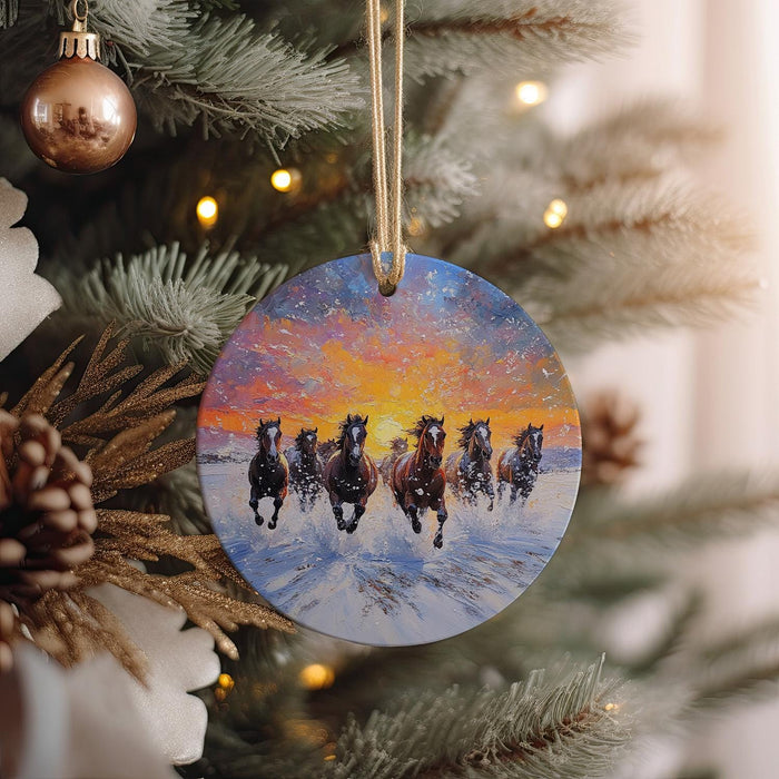 a christmas ornament hanging from a christmas tree