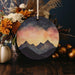 a picture of a night sky with mountains in the background