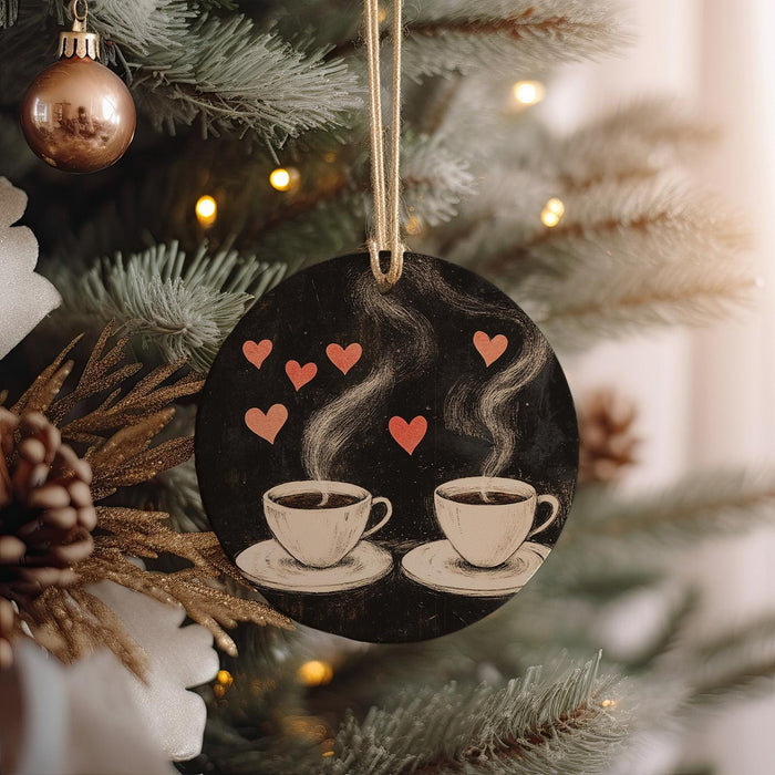 a christmas ornament hanging from a christmas tree