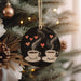 a christmas ornament hanging from a christmas tree