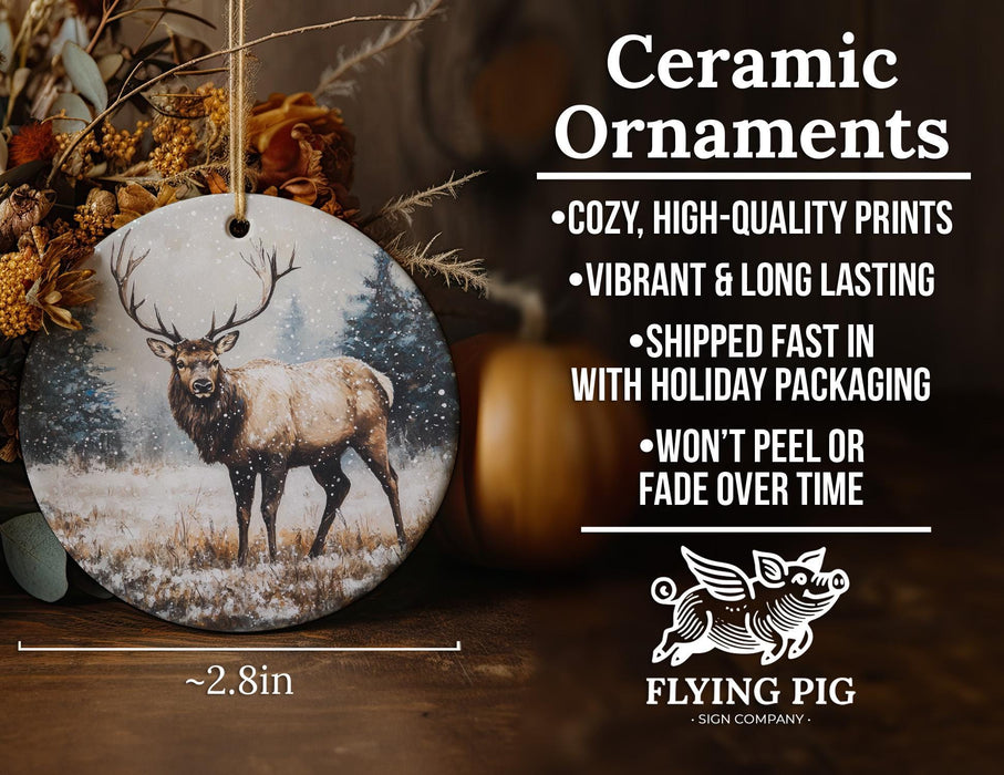 a ceramic ornament with a picture of a deer