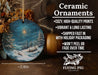 a ceramic ornament with a snowy scene on it