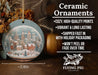 a ceramic ornament with a christmas scene on it