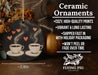 a ceramic ornament with two cups of coffee