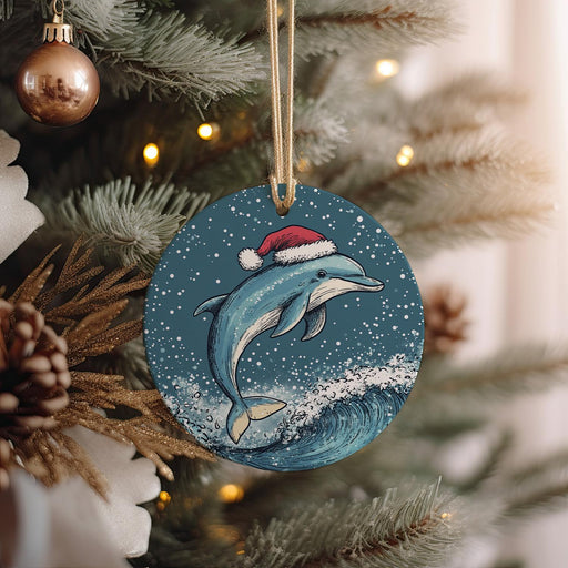 a christmas ornament hanging from a christmas tree