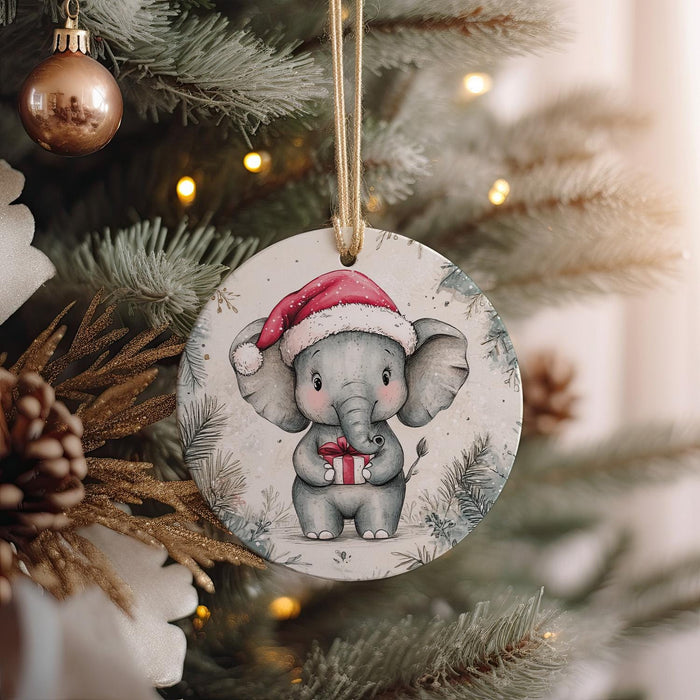 a christmas ornament hanging from a christmas tree