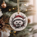 a christmas ornament hanging from a christmas tree
