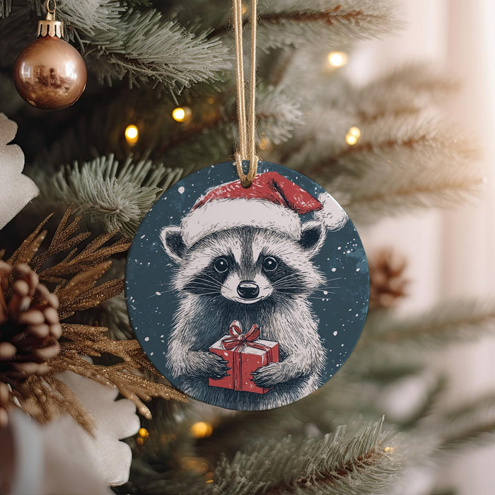 a christmas ornament hanging from a christmas tree