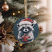 a christmas ornament hanging from a christmas tree