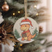 a christmas ornament hanging from a christmas tree