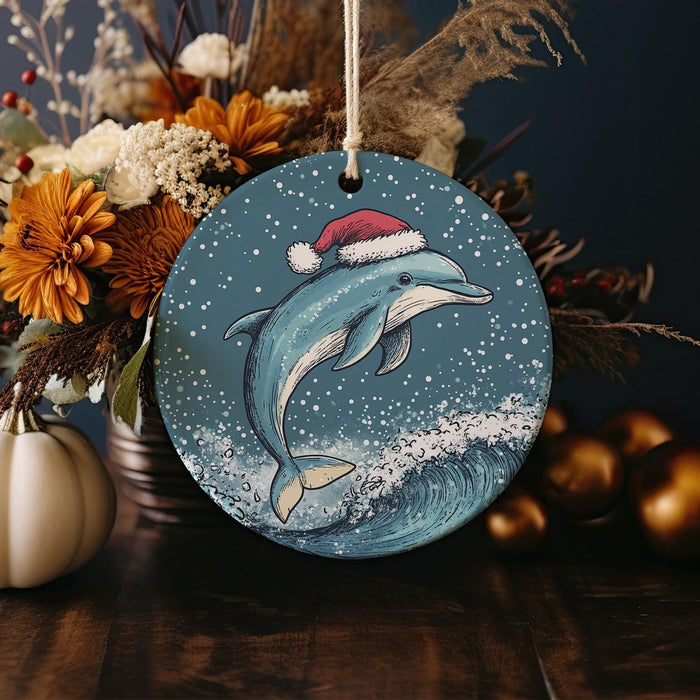 a christmas ornament with a dolphin on it