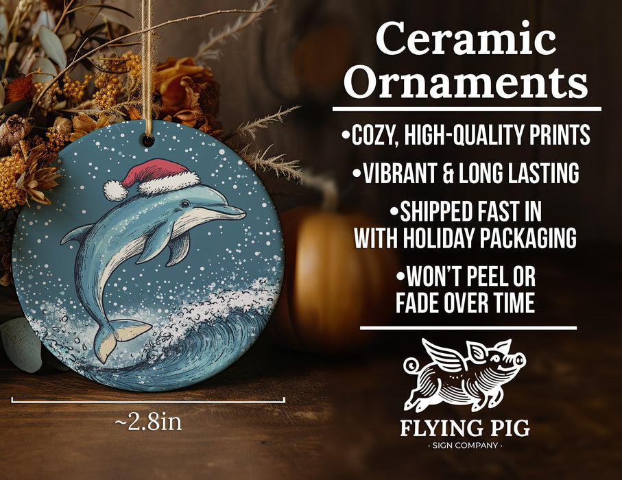 a ceramic ornament with a dolphin on it