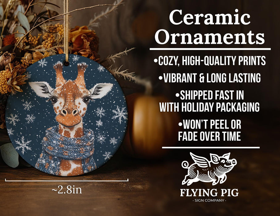 a ceramic ornament with a picture of a giraffe