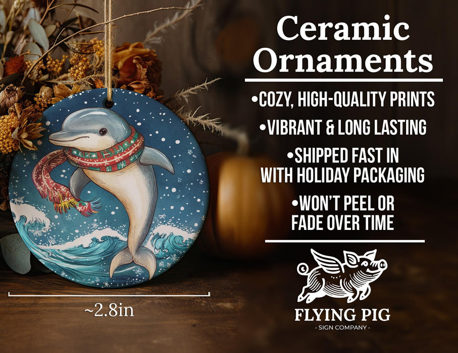 a ceramic ornament with a dolphin on it