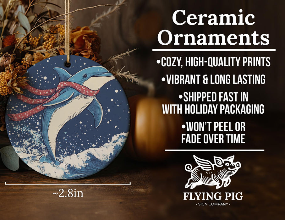 a ceramic ornament with a dolphin on it