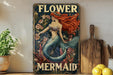 a painting of a mermaid sitting on a shelf