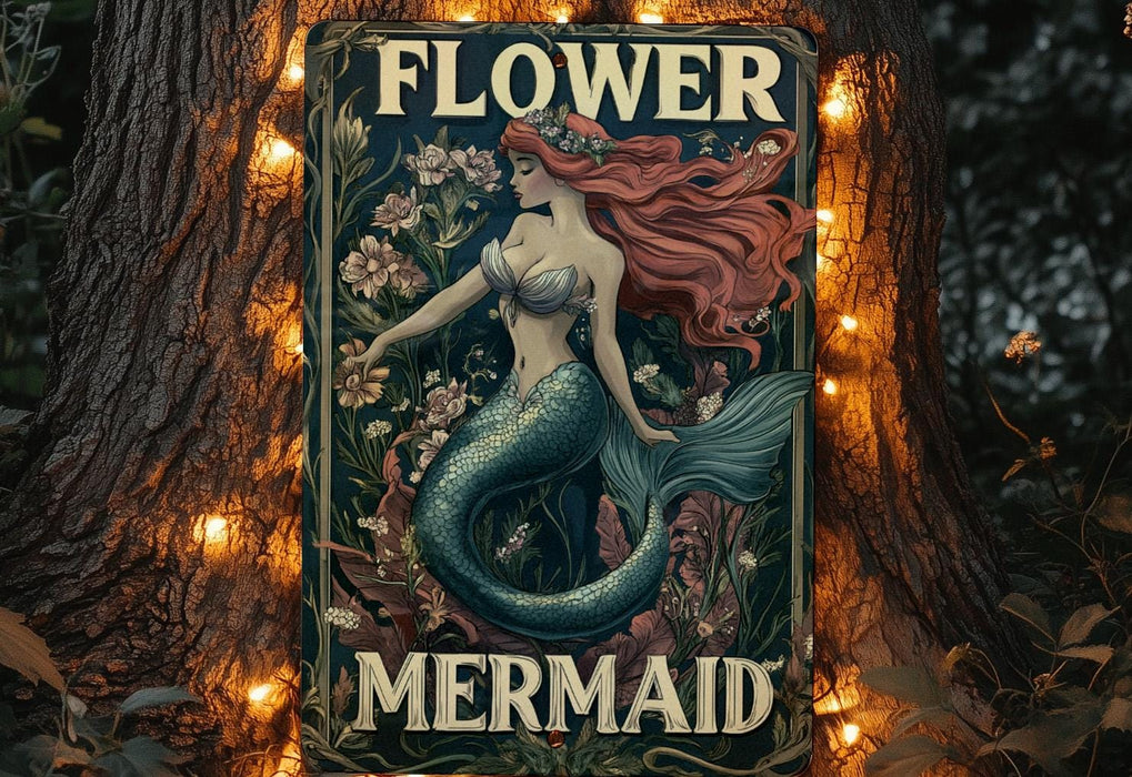 there is a sign with a mermaid on it