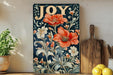 a painting of flowers on a blue background
