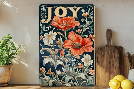a painting of flowers on a blue background