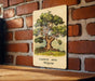 a picture of a tree on a brick wall
