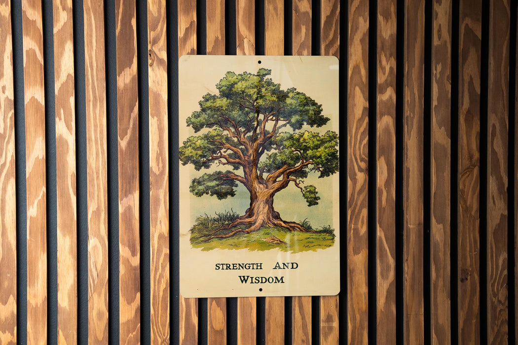a picture of a tree on a wooden wall