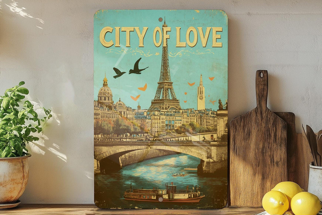 a picture of a city of love on a wall