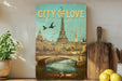 a picture of a city of love on a wall