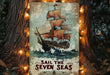 a picture of a sail the seven seas hanging on a tree