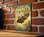 a picture of a poster on a brick wall