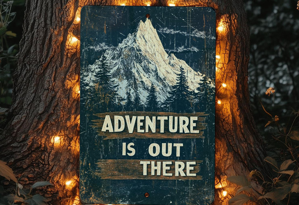 a sign that says adventure is out there